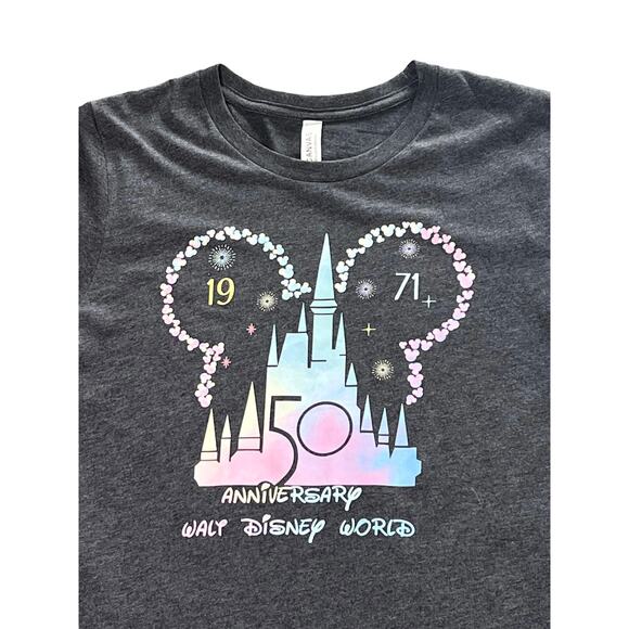 Disney 1971 Tee Shirt Cannes Festival 50th Anniversary Top Medium Gray Tie Dye - Picture 2 of 5